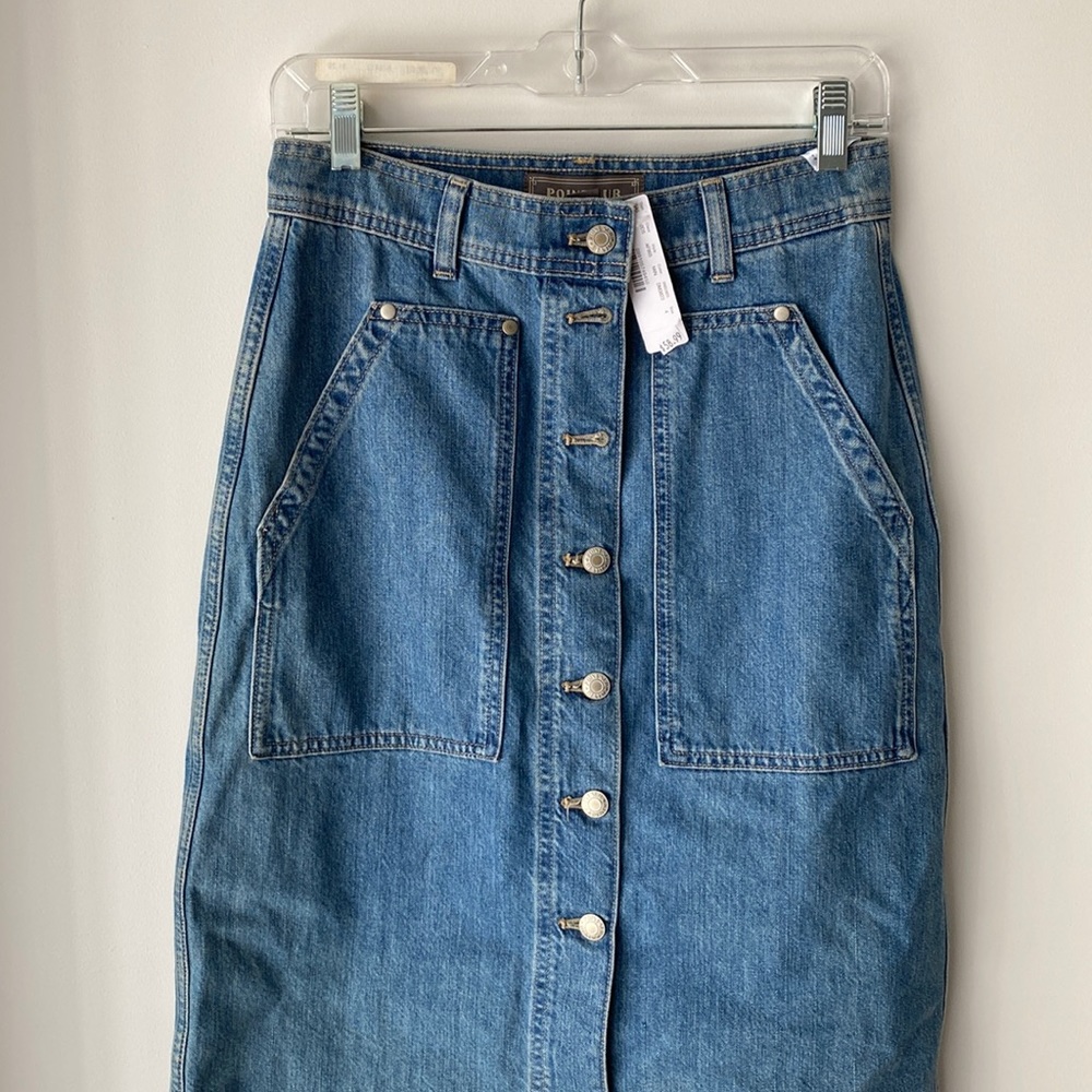 J Crew Point Sur Jean skirt size 4, waist 14”